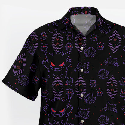 Pokémon Gengar Neon Shadow Tropical Hawaiian Shirt