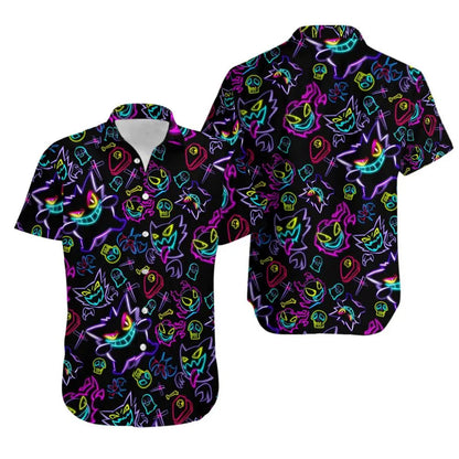 Pokemon Gengar Pattern Aloha Shirt – Unique Anime Hawaiian Shirt for Fans - Tropi Hawaiian Shirts