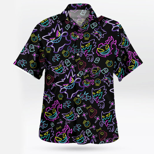 Pokemon Gengar Pattern Aloha Shirt – Unique Anime Hawaiian Shirt for Fans - Tropi Hawaiian Shirts