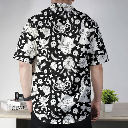 Pokemon Ghost Type Aloha Pattern Black Hawaiian Shirt