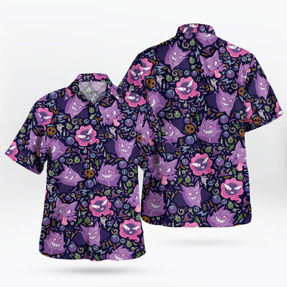 Gengar Halloween Mischief Hawaiian Shirt