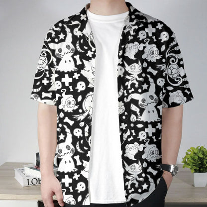 Pokemon Ghost Type Aloha Pattern Black Hawaiian Shirt