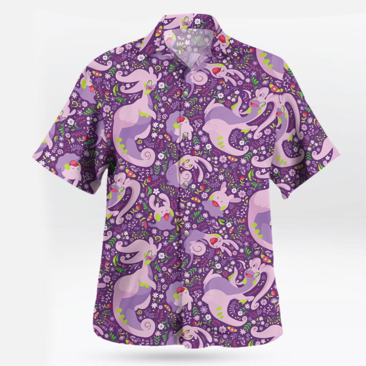 Pokemon Goodra Purple Floral Hawaiian Shirt | Tropi Hawaiian Shirts Store