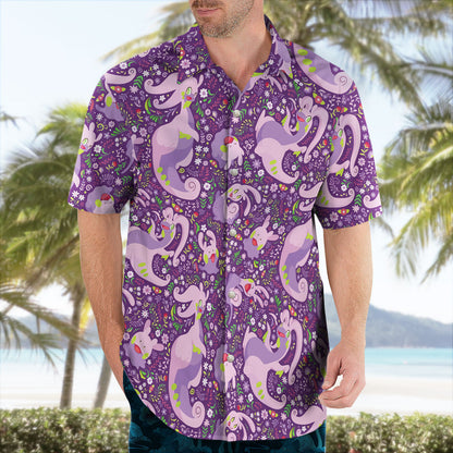 Pokemon Goodra Purple Floral Hawaiian Shirt | Tropi Hawaiian Shirts Store