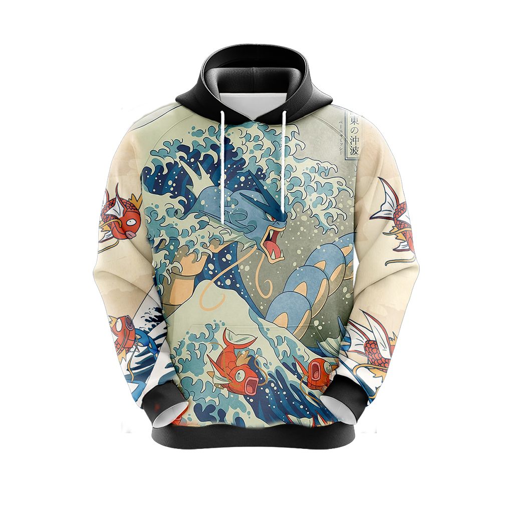 Pokemon Hoodie Gyarados Tsunami Wave Graphic Hoodie Colorful Unisex - Cozy Hoodie For Cold Weather