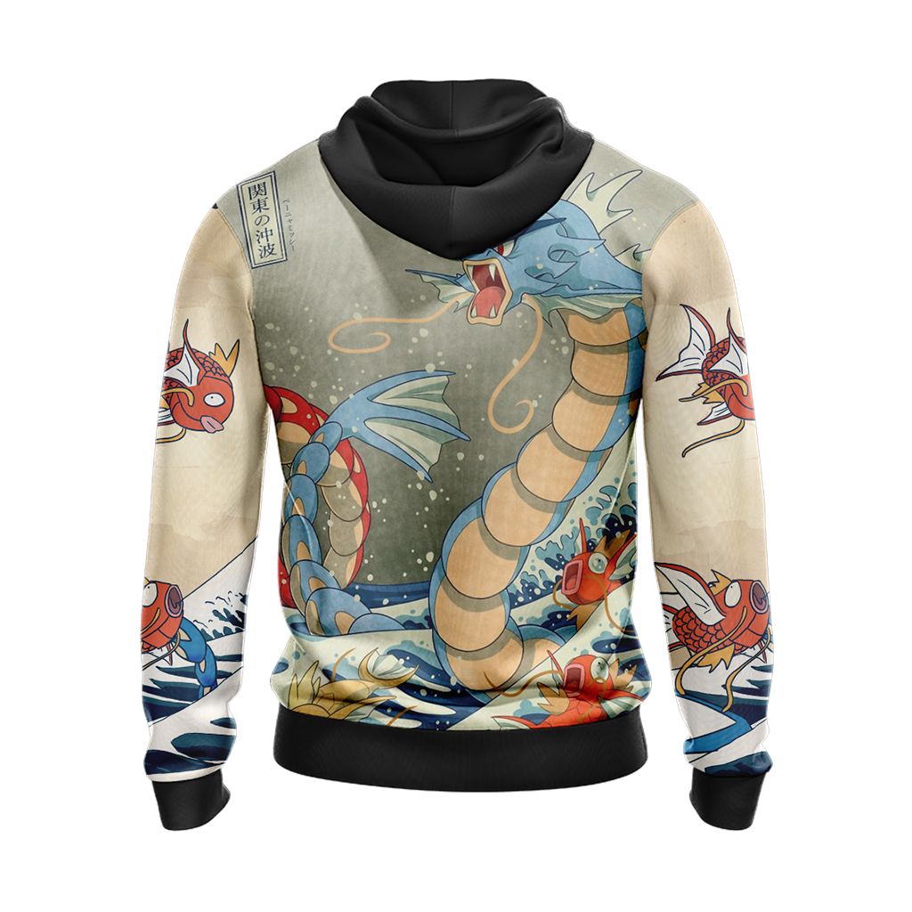 Pokemon Hoodie Gyarados Tsunami Wave Graphic Hoodie Colorful Unisex - Cozy Hoodie For Cold Weather