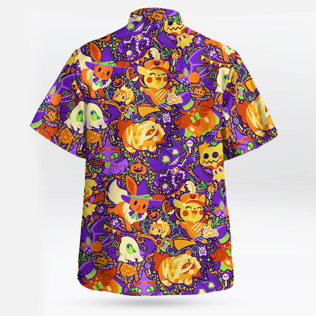 Pokemon Halloween Party Shirt – Eevee Pikachu Mimikyu Design | Tropi Hawaiian Shirts Store