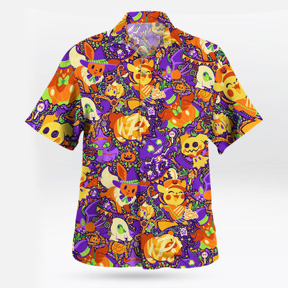 Pokemon Halloween Party Shirt – Eevee Pikachu Mimikyu Design | Tropi Hawaiian Shirts Store