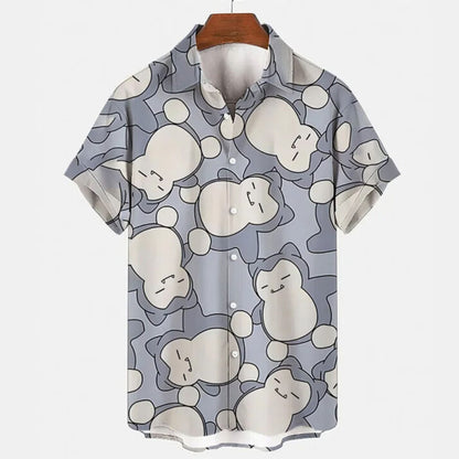 Pokemon Snorlax Pattern Hawaiian Shirt - Inspired Summer Beachwear - Tropi Hawaiian Shirts