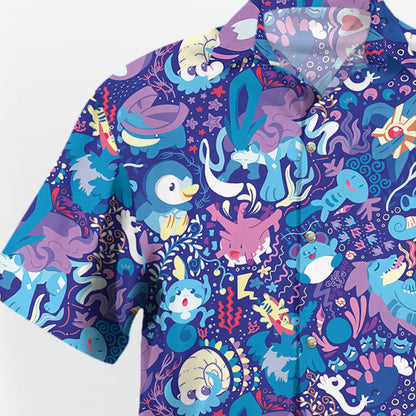 Pokemon Water-Type Sea Breeze Aloha Pattern Hawaiian Shirt