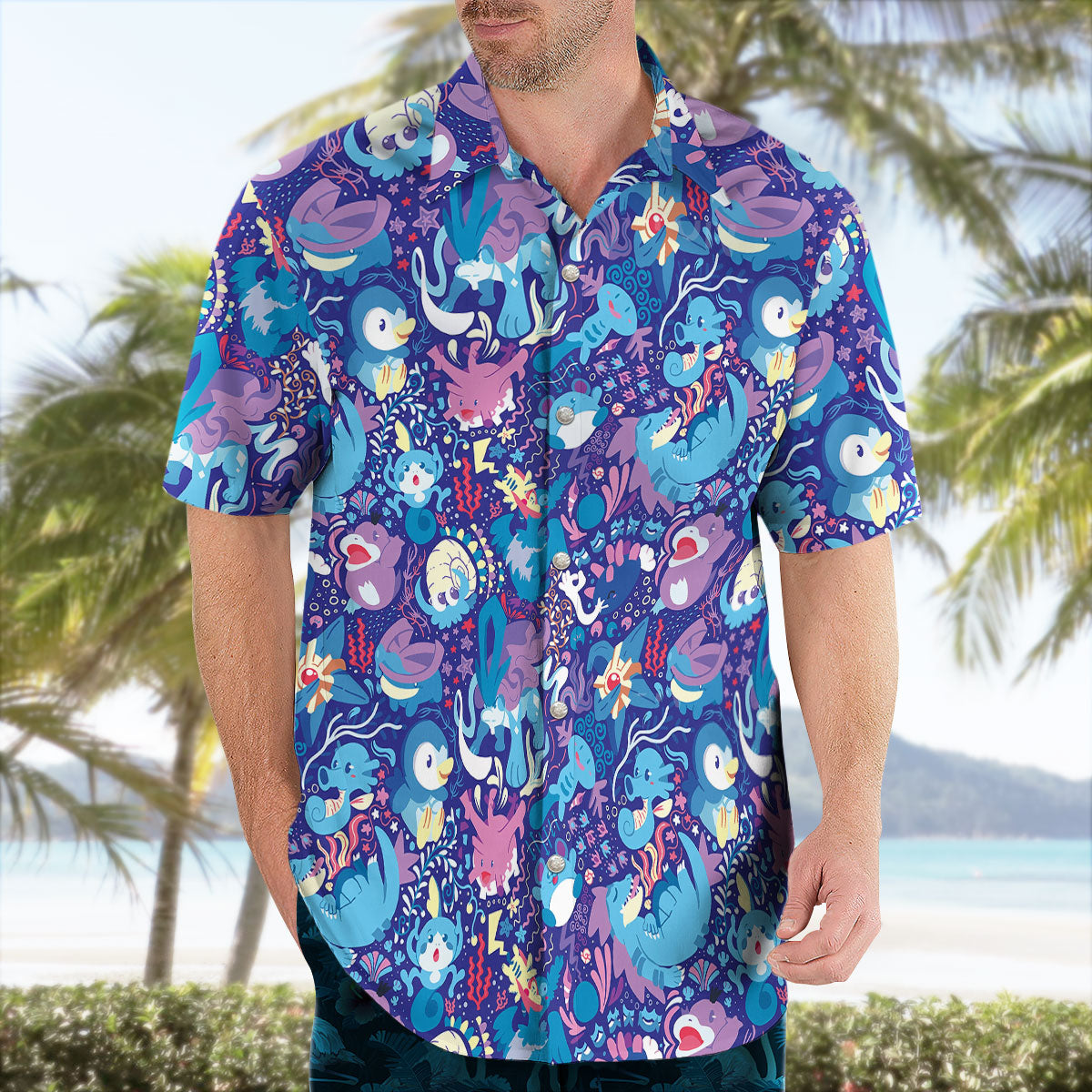 Pokemon Water-Type Sea Breeze Aloha Pattern Hawaiian Shirt
