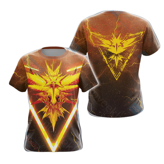 Pokemon T-Shirt Pokemon Go Team Instinct T-Shirt Yellow Unisex - Trendy Gift For Men & Women