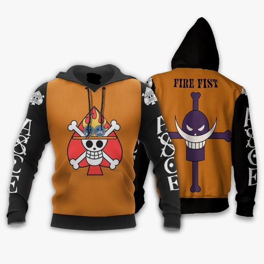 One Piece Hoodie Asce Fire First Portgas D Ace Hoodie Black Brown Unisex - Cozy Hoodie For Cold Weather