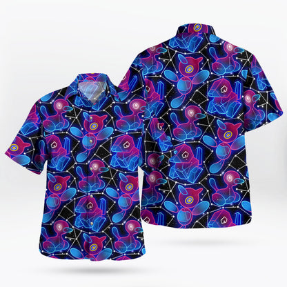 Porygon Porygon2 Neon Galaxy Pokémon Hawaiian Shirt | Tropi Hawaiian Shirts Store
