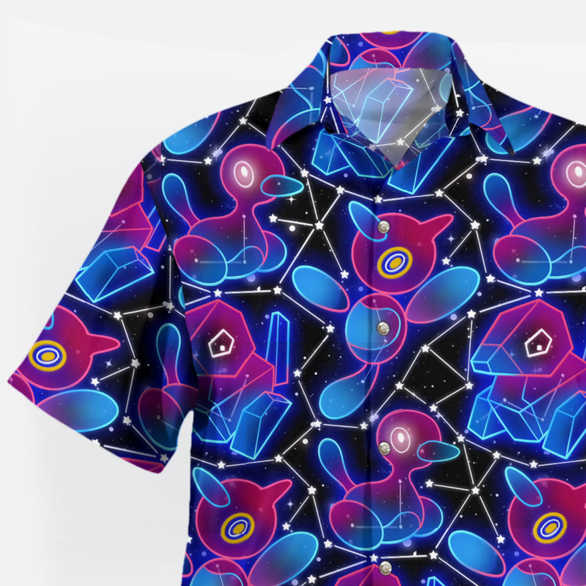 Porygon Porygon2 Neon Galaxy Pokémon Hawaiian Shirt | Tropi Hawaiian Shirts Store