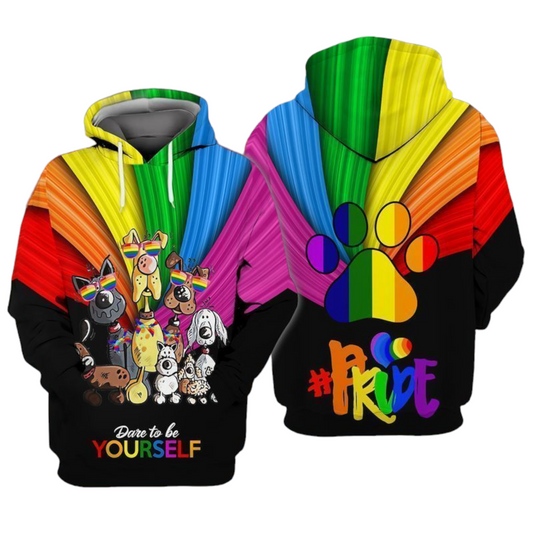 Lgbt Hoodie Pride Lgbt Dare To Be Yourself Hoodie Colorful Unisex - Cozy Hoodie For Cold Weather