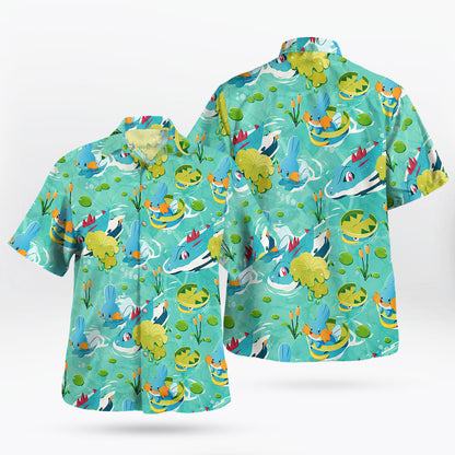 Mudkip & Totodile Tropical Water Pokemon Hawaiian Shirt