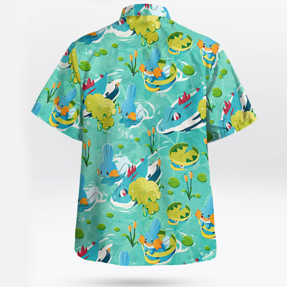 Mudkip & Totodile Tropical Water Pokemon Hawaiian Shirt