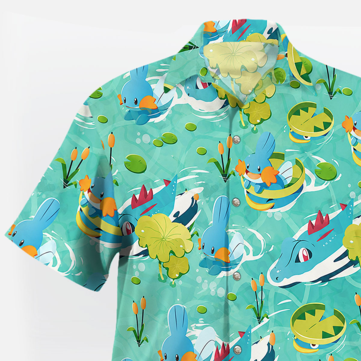 Mudkip & Totodile Tropical Water Pokemon Hawaiian Shirt