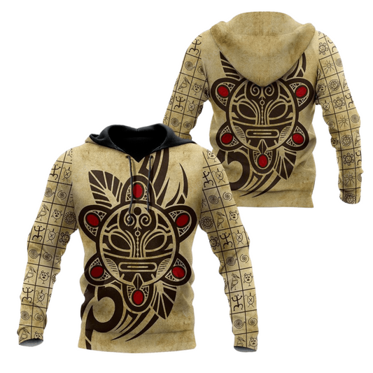 Puerto Rico Hoodie Puerto Rico Sol Taino Symbols Hoodie Brown Unisex - Cozy Hoodie For Cold Weather