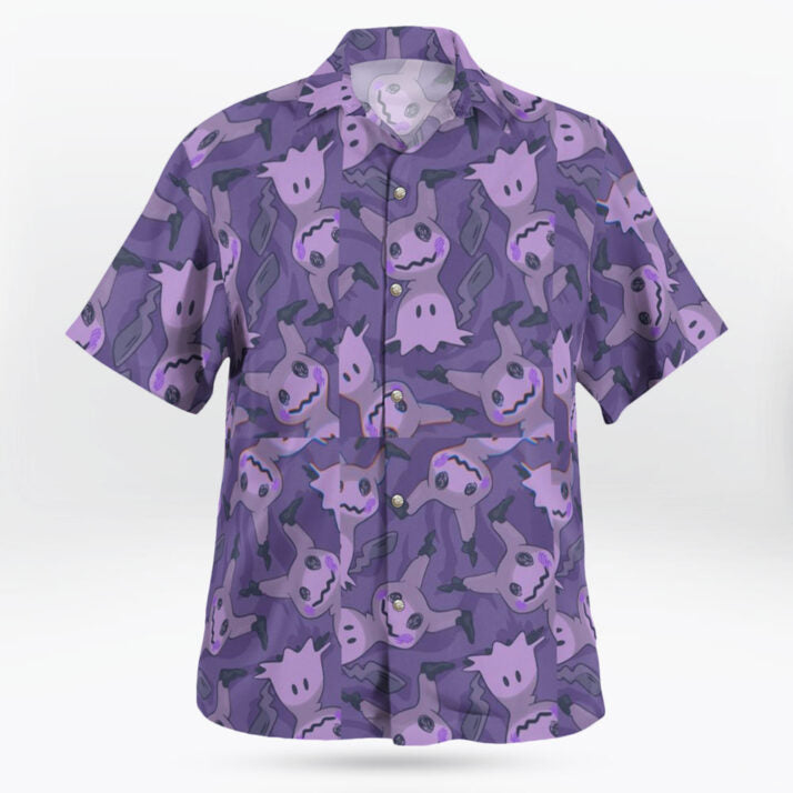 Purple Mimikyu Ghost Button-Up Hawaiian Shirt - Tropi Hawaiian Shirts