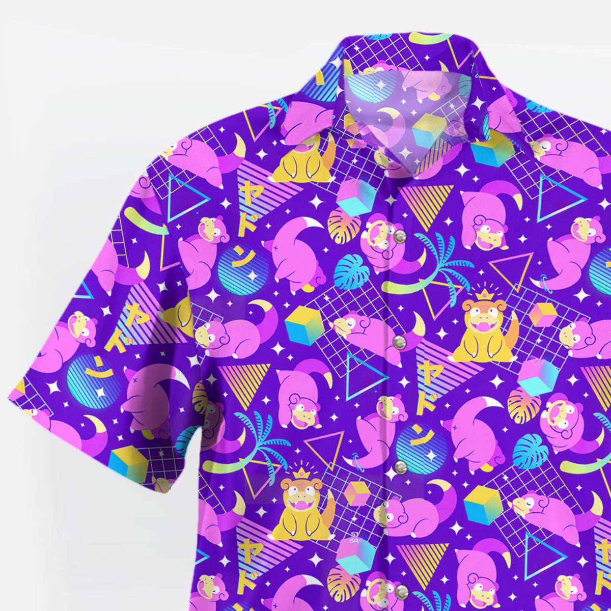 Purple Slowpoke Vaporwave Pokemon Hawaiian Shirt
