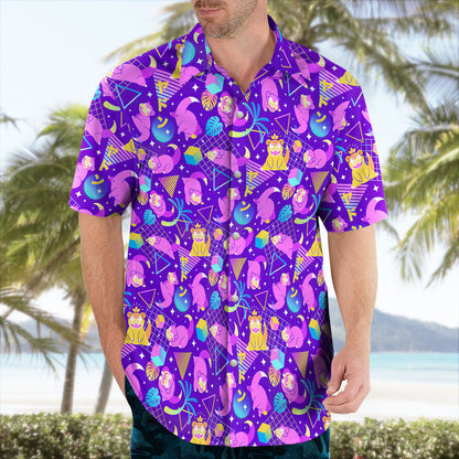 Purple Slowpoke Vaporwave Pokemon Hawaiian Shirt