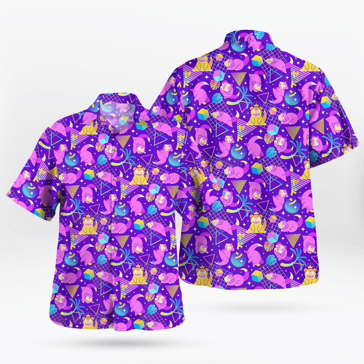 Purple Slowpoke Vaporwave Pokemon Hawaiian Shirt