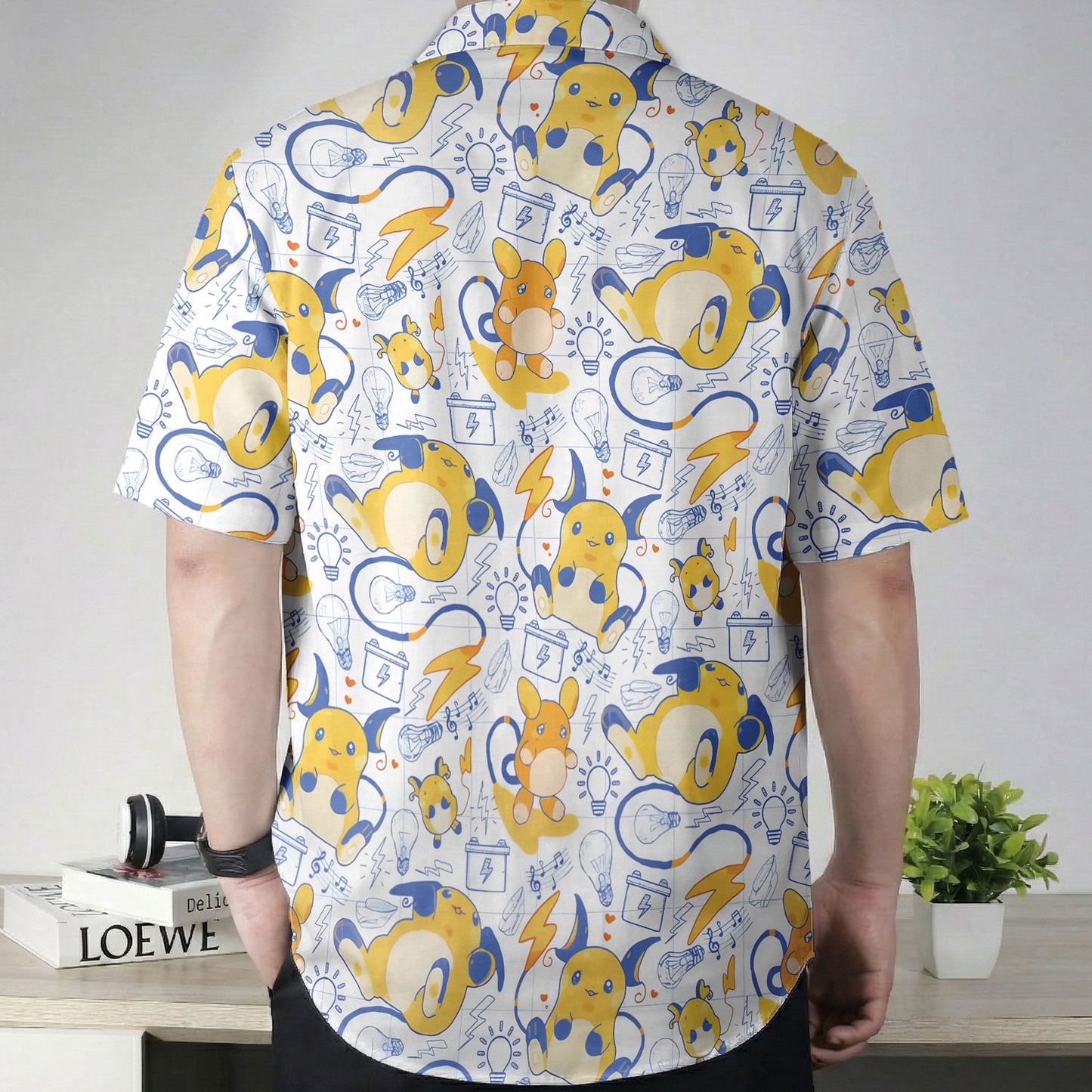 Anime Pokemon Raichu Kawaii Electric Pattern Hawaiian Shirt | Tropi Hawaiian Shirts Store