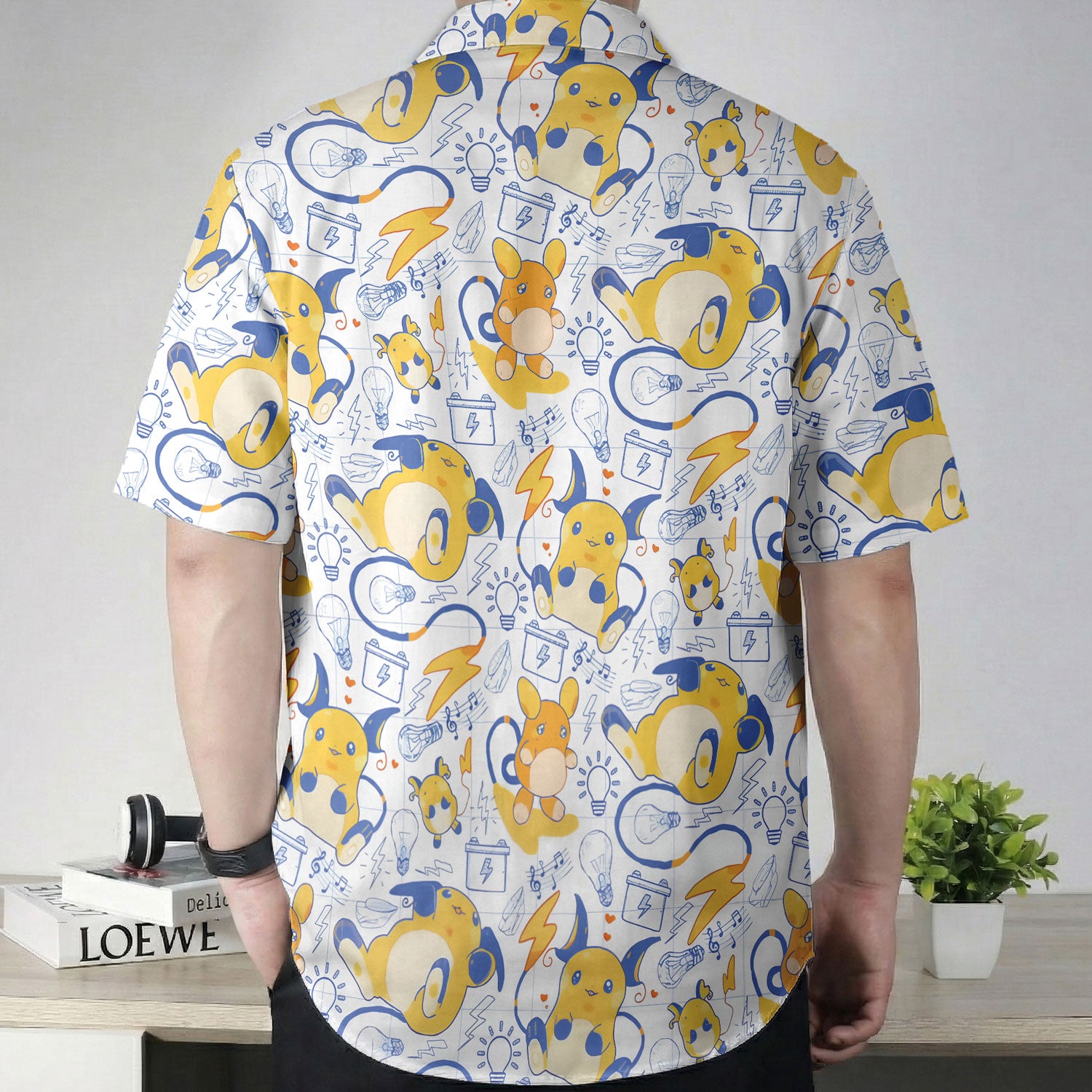 Anime Pokemon Raichu Kawaii Electric Pattern Hawaiian Shirt | Tropi Hawaiian Shirts Store