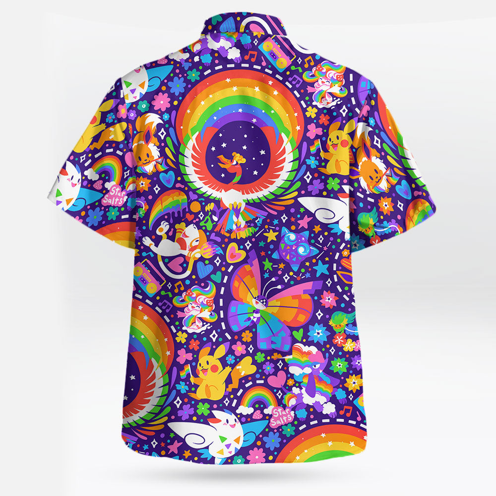 Rainbow Style Pokemon Hawaiian Shirt – Colorful Aloha Vibes - Tropi Hawaiian Shirts