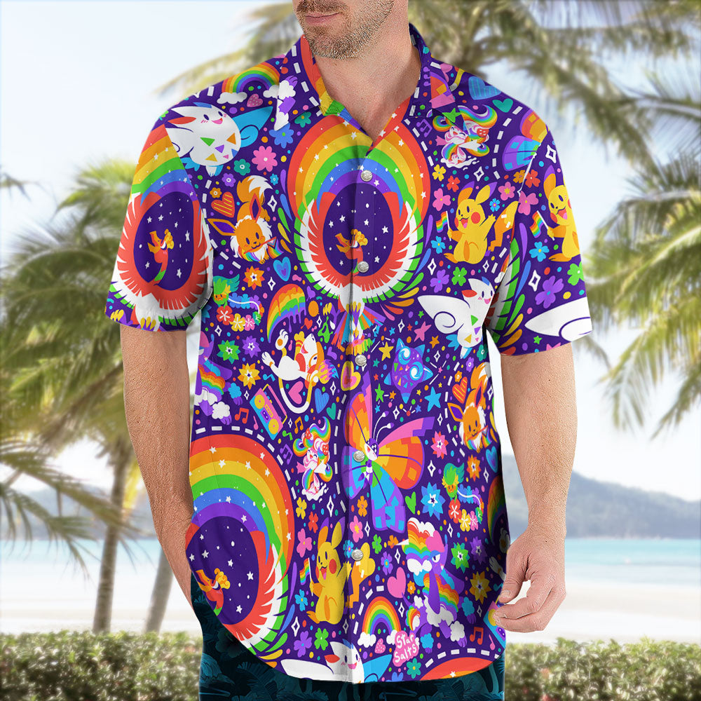 Rainbow Style Pokemon Hawaiian Shirt – Colorful Aloha Vibes - Tropi Hawaiian Shirts