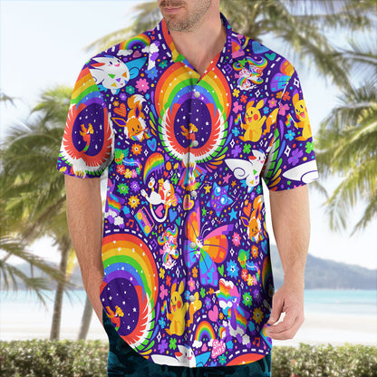 Rainbow Style Pokemon Hawaiian Shirt – Colorful Aloha Vibes - Tropi Hawaiian Shirts