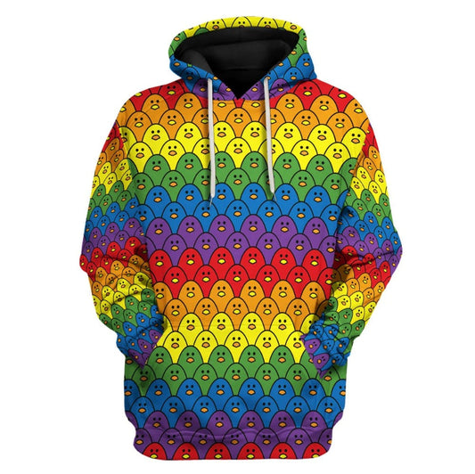 Lgbt Hoodie Rainbow Chick Lgbt Pattern Hoodie Colorful Unisex - Cozy Hoodie For Cold Weather
