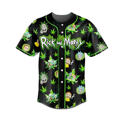 Rick and Morty Baseball Jersey Rick and Morty Cannabis Jersey Shirt Black Unisex Adult New Release