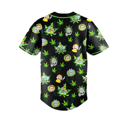 Rick and Morty Baseball Jersey Rick and Morty Cannabis Jersey Shirt Black Unisex Adult New Release
