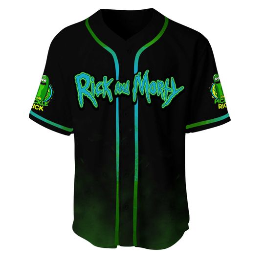 Rick and Morty Baseball Jersey Rick and Morty Im Pickle Jersey Shirt Green Black Unisex Adult New Release