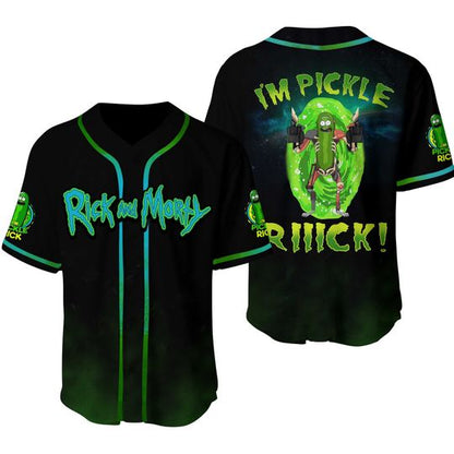 Rick and Morty Baseball Jersey Rick and Morty Im Pickle Jersey Shirt Green Black Unisex Adult New Release