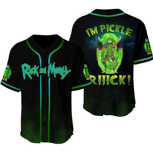 Rick and Morty Baseball Jersey Rick and Morty Im Pickle Jersey Shirt Green Black Unisex Adult New Release