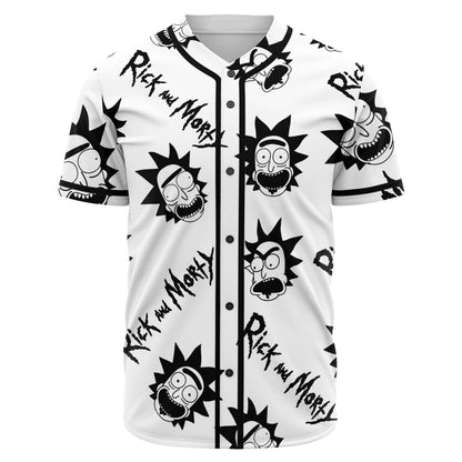 Rick and Morty Baseball Jersey Rick and Morty Face Pattern Jersey Shirt Black White Unisex Adult New Release