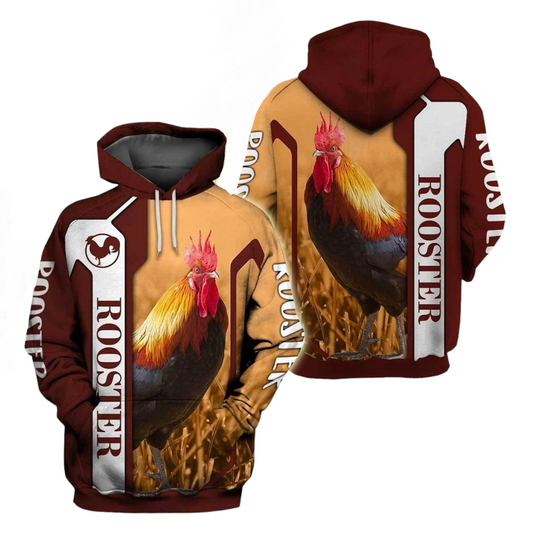 Chicken Hoodie Chicken Rooster Graphic Silhouette Hoodie Brown Unisex - Cozy Hoodie For Cold Weather