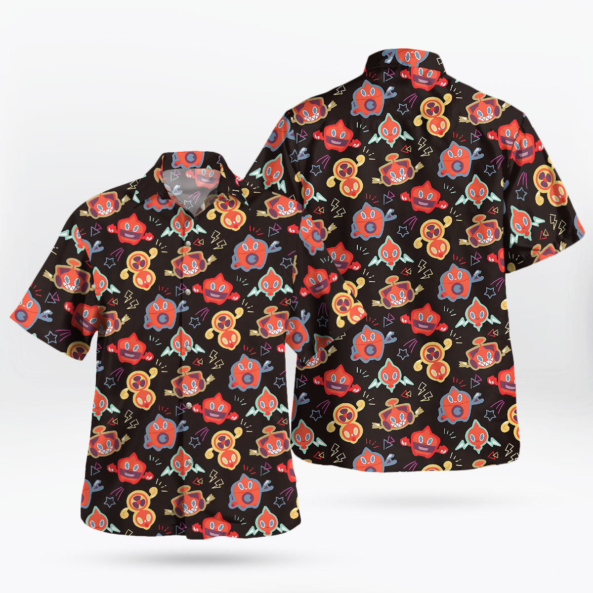 Rotom Pokedex Electric Pokemon Hawaiian Shirt | Tropi Hawaiian Shirts Store