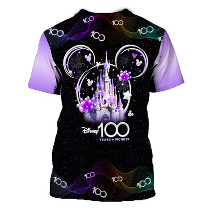 Disney T-Shirt Lilo And Stitch Square Disney 100 Years Of Wonder T-Shirt Black Purple Unisex Adults New Release - Trendy Gift For Men & Women