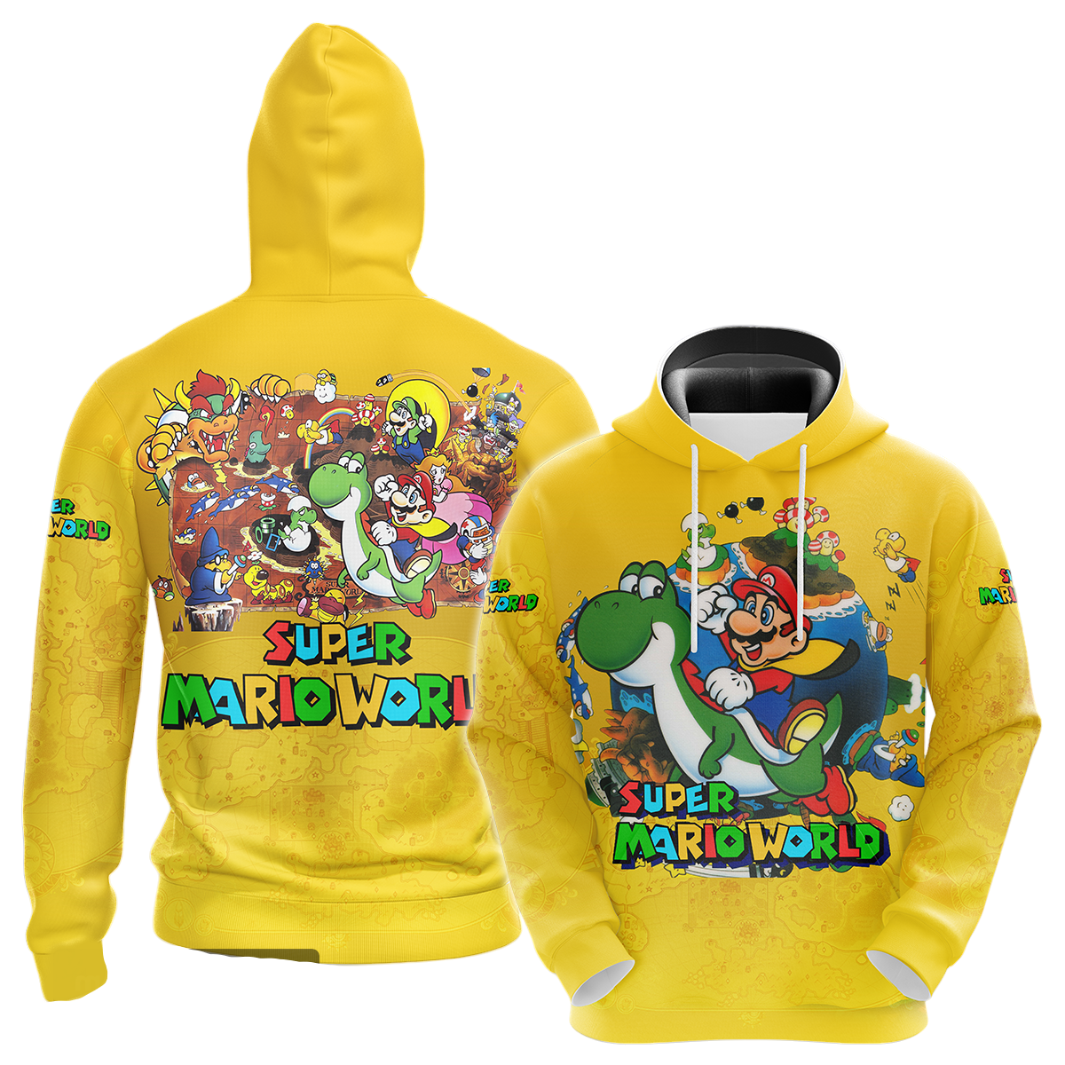 Mario Hoodie Super Mario World Characters T-Shirt Yellow Unisex - Trendy Gift For Men & Women