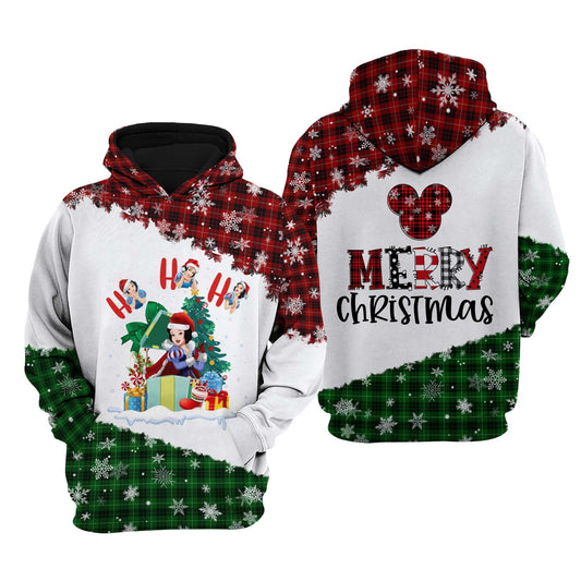 Snow White Hoodie Snow White Merry Christmas Hohoho Hoodie Green Red Unisex - Cozy Hoodie For Cold Weather