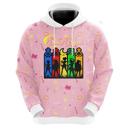 Sailor Moon Hoodie Sailor Moon Team Silhouette Hoodie Pink Unisex - Cozy Hoodie For Cold Weather