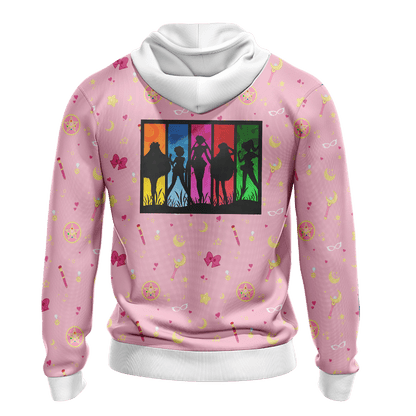Sailor Moon Hoodie Sailor Moon Team Silhouette Hoodie Pink Unisex - Cozy Hoodie For Cold Weather