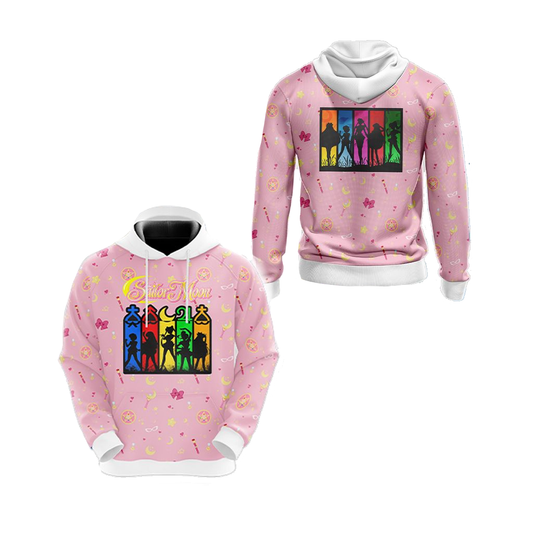Sailor Moon Hoodie Sailor Moon Team Silhouette Hoodie Pink Unisex - Cozy Hoodie For Cold Weather