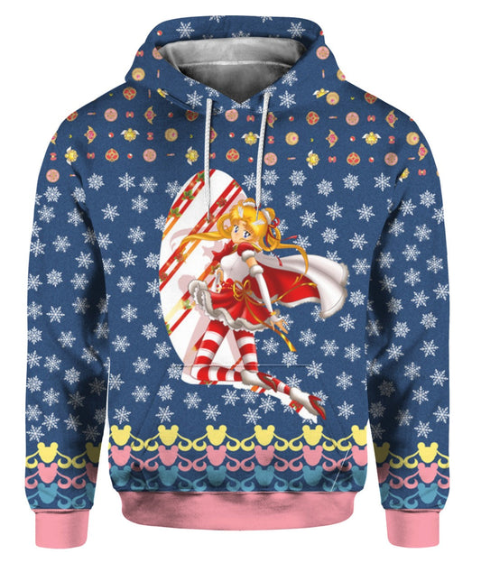 Sailor Moon Hoodie Sailor Moon Anime Items Pattern T-Shirt Blue Unisex - Trendy Gift For Men & Women