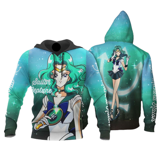 Sailor Moon Hoodie Sailor Neptune Michiru Kaioh Graphic Hoodie Blue Unisex